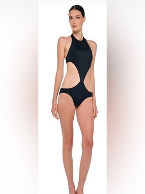 Norma Kamali Black Cutout Monokini